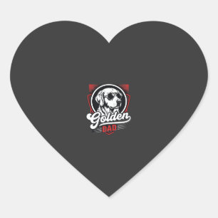 Golden Dad Golden Retriever Sunglasses Design Heart Sticker