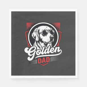 Golden Dad Golden Retriever Sunglasses Design Napkin
