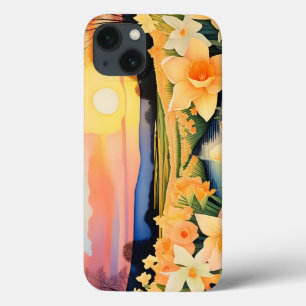 Golden Daffodils At Sunset In A Tranquil Meadow iPhone 13 Case