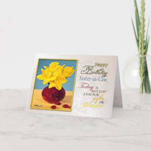 Golden daffodils birthday card for sister-in-law