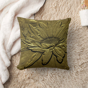 Golden Daisy Floral Art Cushion
