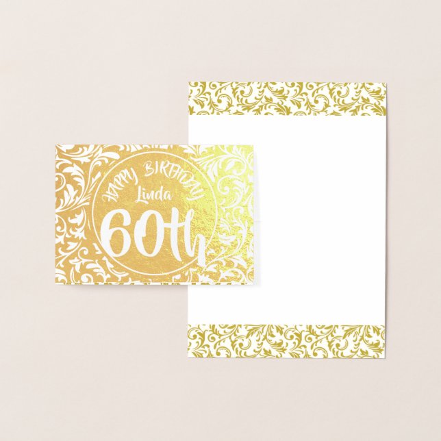 Golden Damask 60th Birthday Personalised HGC Foil Card (Display)