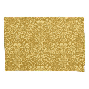 Golden Damask Baroque Floral Pattern Pillowcase