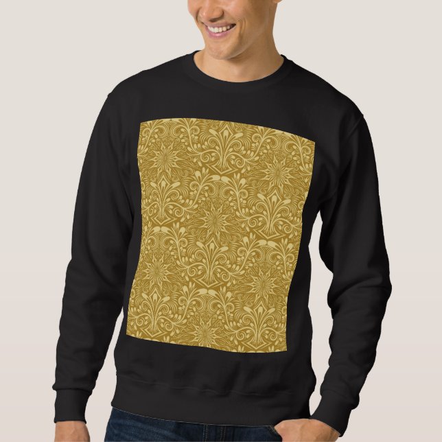 Golden Damask Baroque Floral Pattern Sweatshirt (Front)