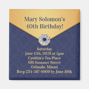 Golden Damask Birthday Invitation Magnet