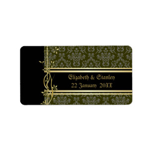 Golden Damask Luxury Wedding Favour Address Label