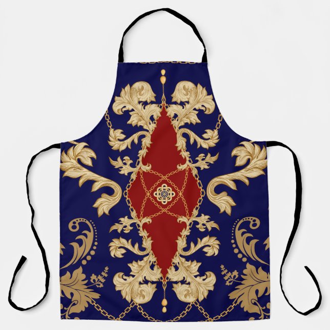 Golden Damask seamless pattern. Vintage indian wal Apron (Front)