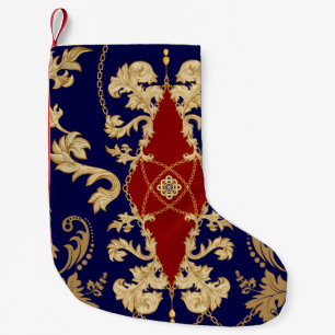 Golden Damask seamless pattern. Vintage indian wal Small Christmas Stocking