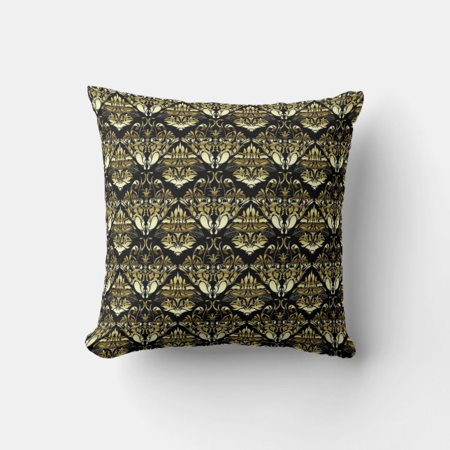 Golden Damask Throw Pillow (Front)