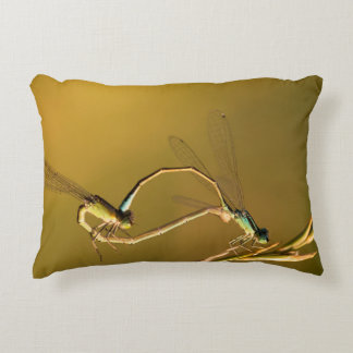 Golden Damselflies Original Macro Photography Decorative Cushion