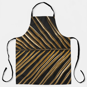 Golden Date Palm Leaf: Black Minimalist Apron