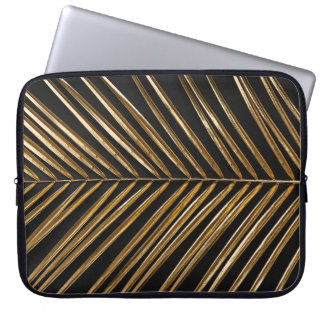 Golden Date Palm Leaf: Black Minimalist Laptop Sleeve