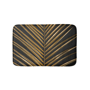 Golden Date Palm: Minimalist Black Background Bath Mat