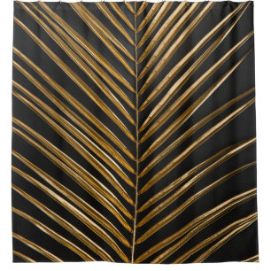 Golden Date Palm: Minimalist Black Background Shower Curtain