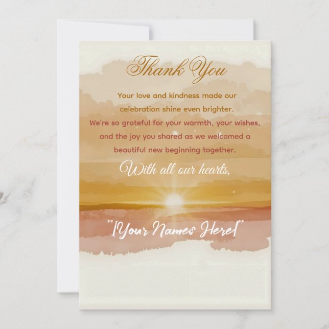 Golden Dawn Thank-You Card – Elegant New Year Grat (Front)