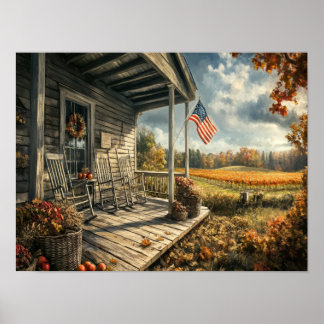 Golden Days of Autumn AI Art Poster