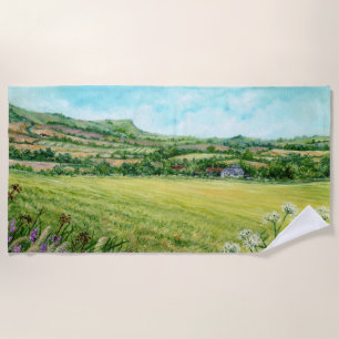 Golden Days on the South Downs in the Sun Beach Towel