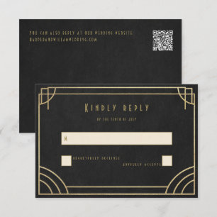 Golden Deco wedding RSVP Card