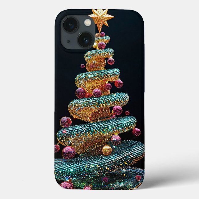 Golden decorated christmas tree festive style Case-Mate iPhone case (Back)