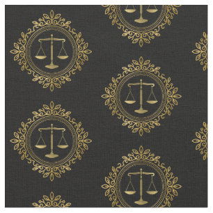 Golden Decorative Scales of Justice   Law Gifts Fabric