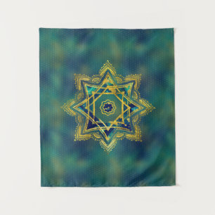 Golden Decorative Star of Lakshmi - Ashthalakshmi Tapestry