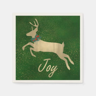 Golden Deer Christmas Paper Napkins