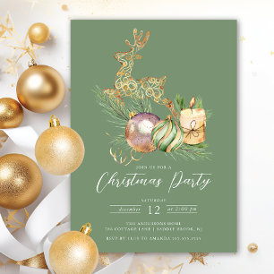 Golden Deer Christmas Party Invitation