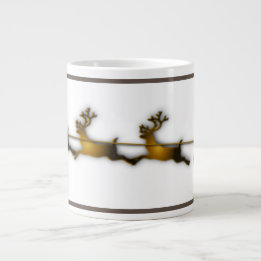 Golden Deer Christmas Santa Claus Sledge  Large Coffee Mug