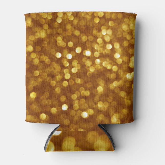 Golden defocused glitter, sparkling texture. can cooler (Front)