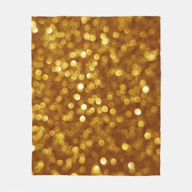 Golden defocused glitter, sparkling texture. fleece blanket (Front)