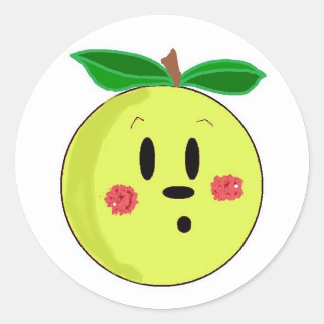 Golden Delicious Apple Face Classic Round Sticker (Front)