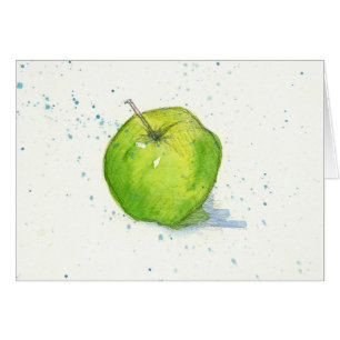 Golden Delicious Green Apple Watercolor Painting