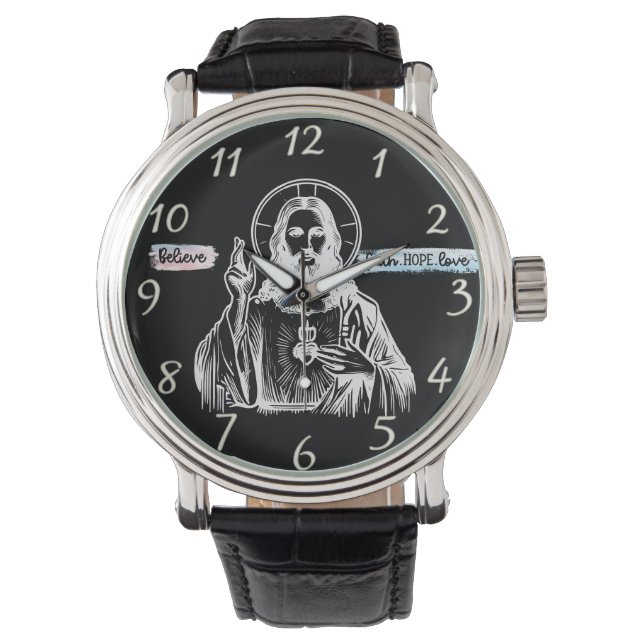 Golden Depiction of Jesus in Religious Art Watch (Front)