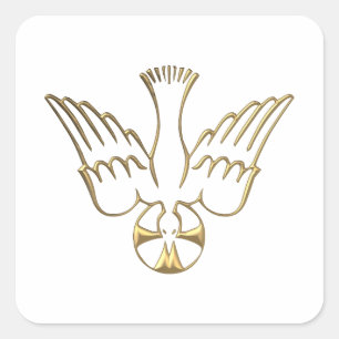 Golden Descent of The Holy Spirit Symbol Square Sticker