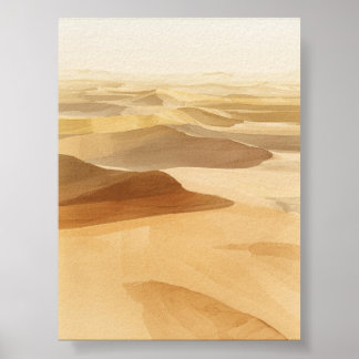 Golden Desert Dunes Watercolor Poster