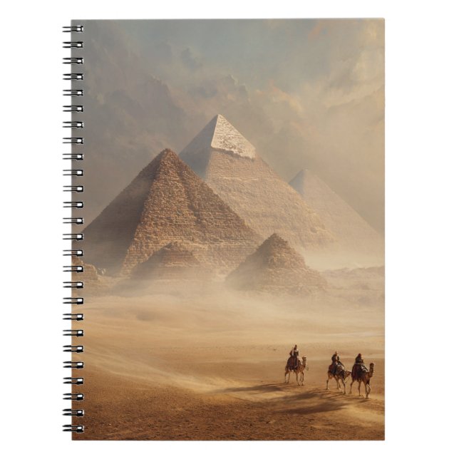Golden Desert Egyptian Pyramid Art Notebook (Front)