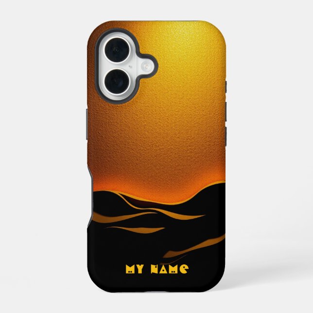 Golden Desert Waves at Sunset iPhone 16 Case (Back)