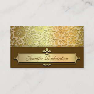 golden design elegant vintage floral business card