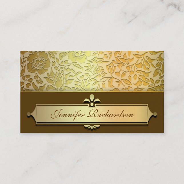 golden design elegant vintage floral business card (Front)