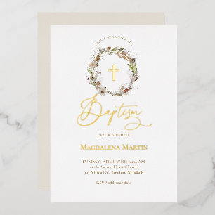golden details autumn wreath Baptism 