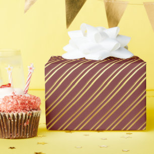 Golden Diagonal Stripes on BROWN or Your Own Colou Wrapping Paper