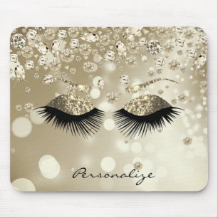 Golden Diamond and Gold Glitter Eyes Mouse Pad