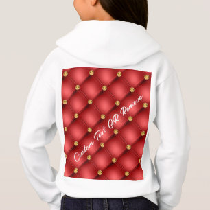 Golden Diamond Tufted Leather Custom Text Name Red