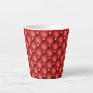 Golden Diamond Tufted Leather Luxury Red Latte Mug
