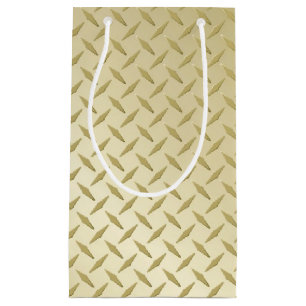Golden Diamondplate Metal Look Small Gift Bag
