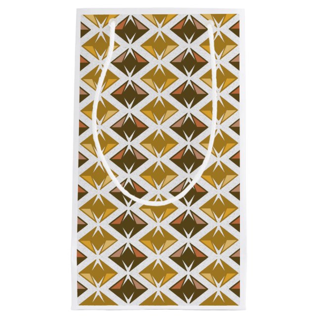Golden Diamonds Pattern Graphical Small Gift Bag (Front)