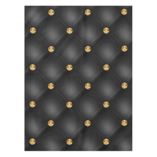 Golden Diamonds Tufted Black and Gold Tablecloth