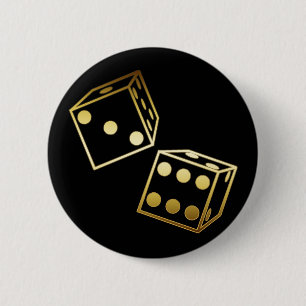 GOLDEN DICE 6 CM ROUND BADGE