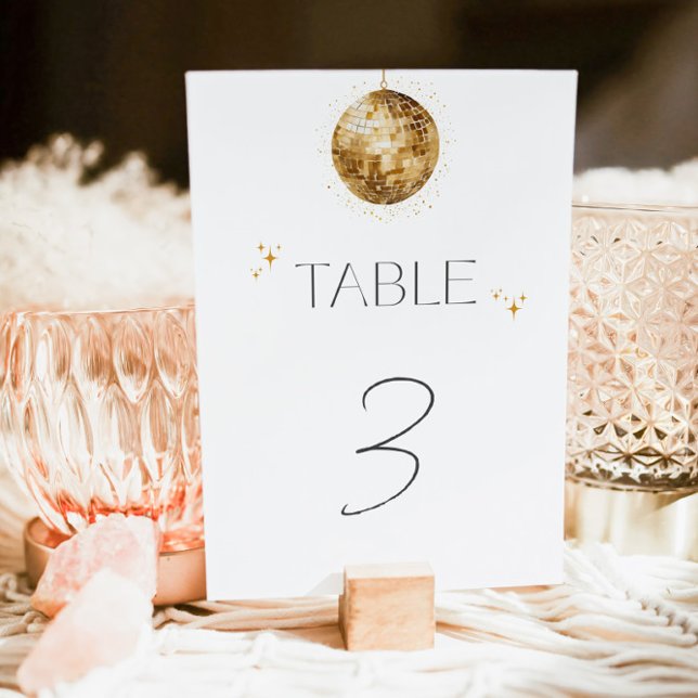 Golden Disco Ball Bridal Shower Table Number (Creator Uploaded)