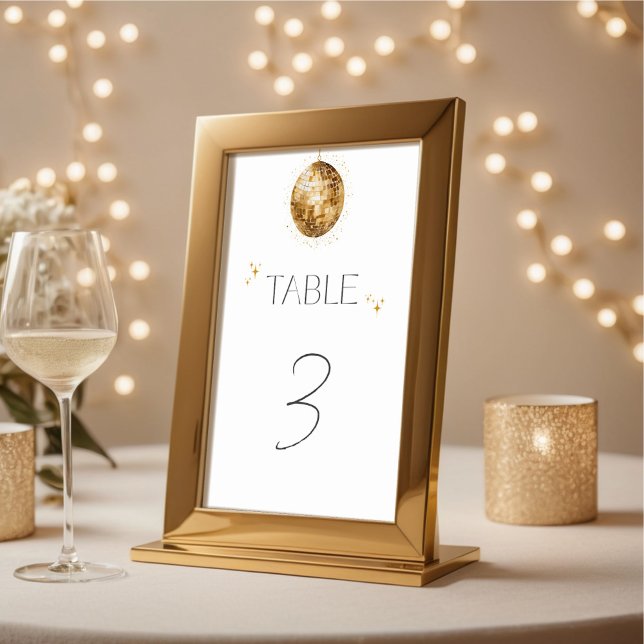 Golden Disco Ball Bridal Shower Table Number (Creator Uploaded)